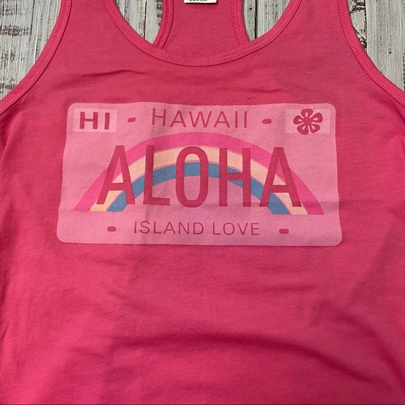 Hawaii Aloha Island Love Pink Tank Top. Size Medium. New With Tags. - Picture 5 of 6